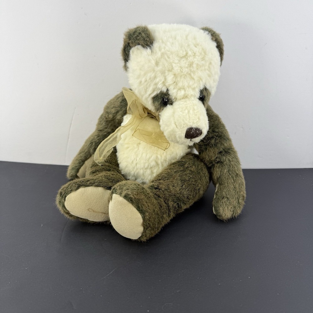 FAO Schwarz Plush Panda Bear Vintage  Gold Ribbon